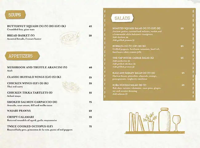 The Tap House Menu in Club Vista Mare, Palm Jumeirah, Dubai 