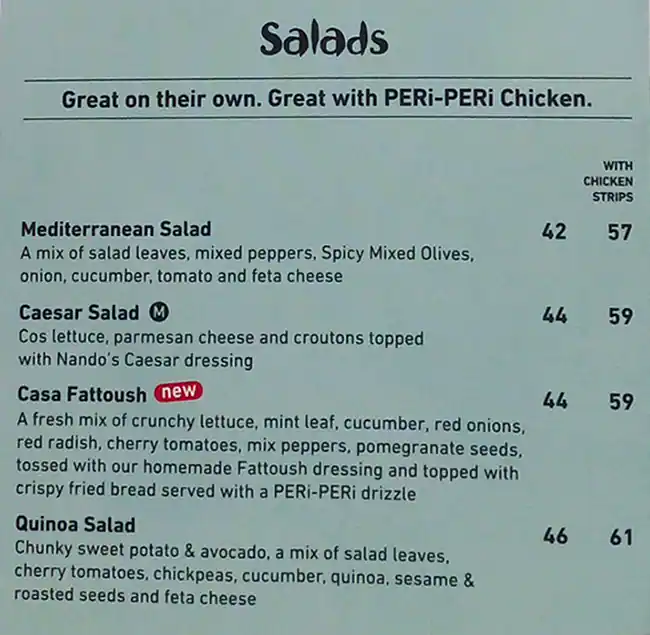 Nando's - BurJuman Centre Menu 