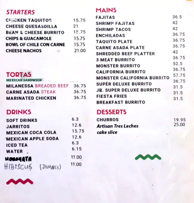 Chalco's Mexican Grill - تشالكوس ماكسيكان غريل Menu 