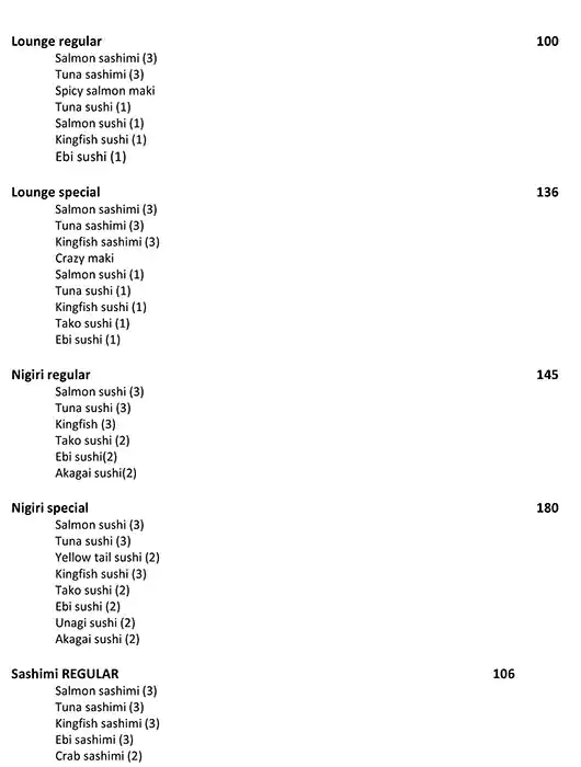 Samurai Sushi And Grill Restaurant Menu 