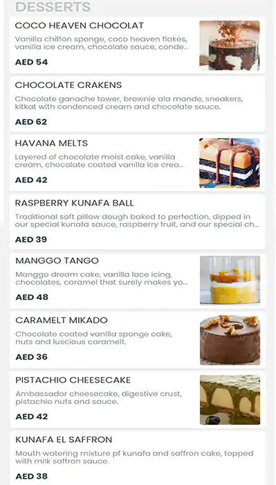 The Hangout Restaurant Menu in  Marina Walk, Dubai Marina, Dubai 