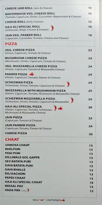 Haji Ali Juice Center - Pearl Creek Hotel Menu 