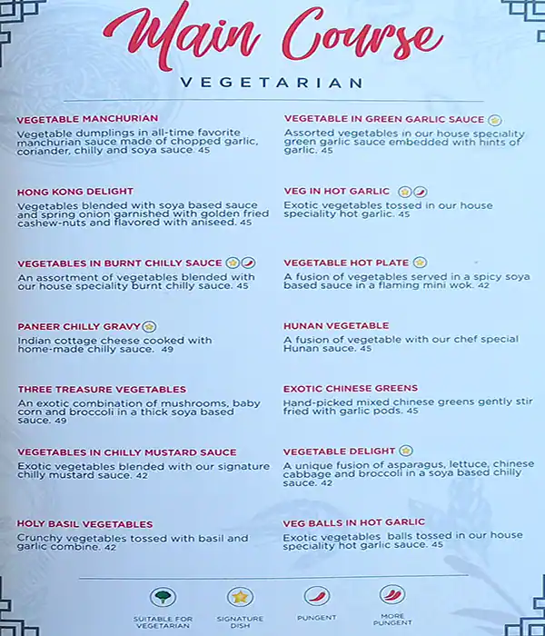 Gypsy Chinese Restaurant Menu in Dubai Marina, Dubai 