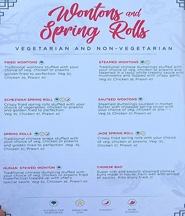 Gypsy Chinese Restaurant Menu in Dubai Marina, Dubai 