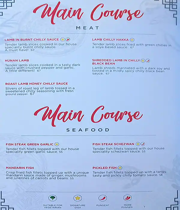 Gypsy Chinese Restaurant Menu in Dubai Marina, Dubai 