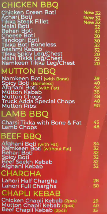 Truck Adda Menu in Cluster D, Jumeirah Lake Towers, Dubai 