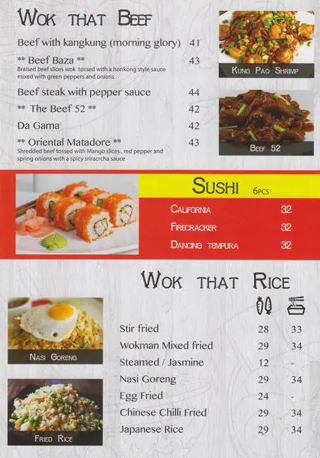 Wokman Menu in New Dubai 