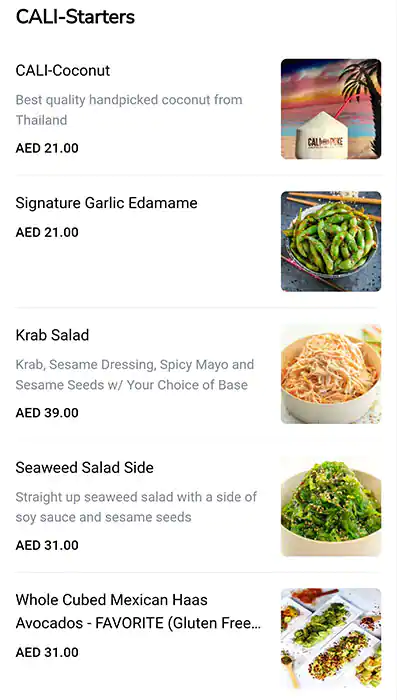 CALI-POKE California Seafood House - كالى بوك Menu 