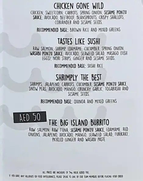 Poke and Co Menu in DIFC, Dubai 