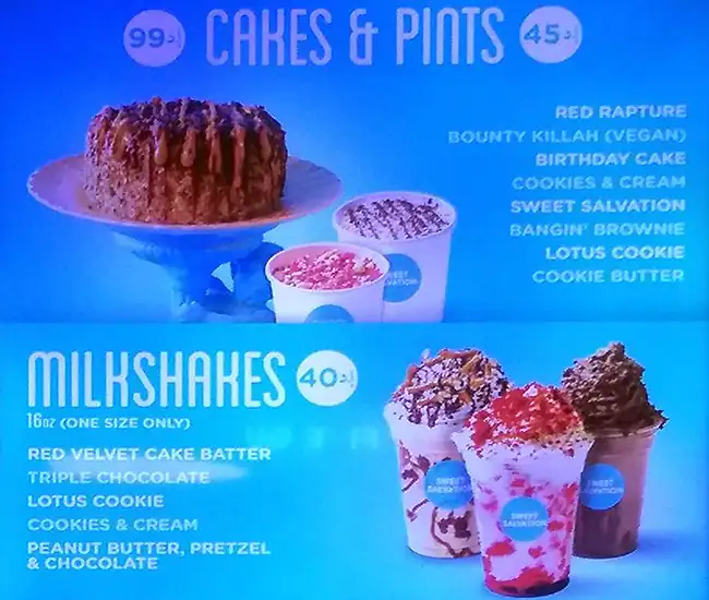 Sweet Salvation Ice Cream Menu 