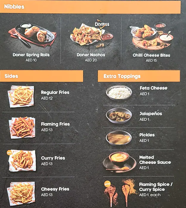 Doner Kebab Menu in Umm Suqeim, Dubai 