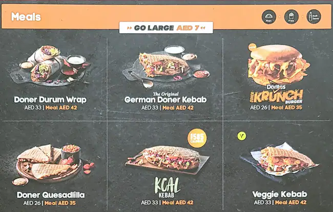 Doner Kebab Menu in Umm Suqeim, Dubai 