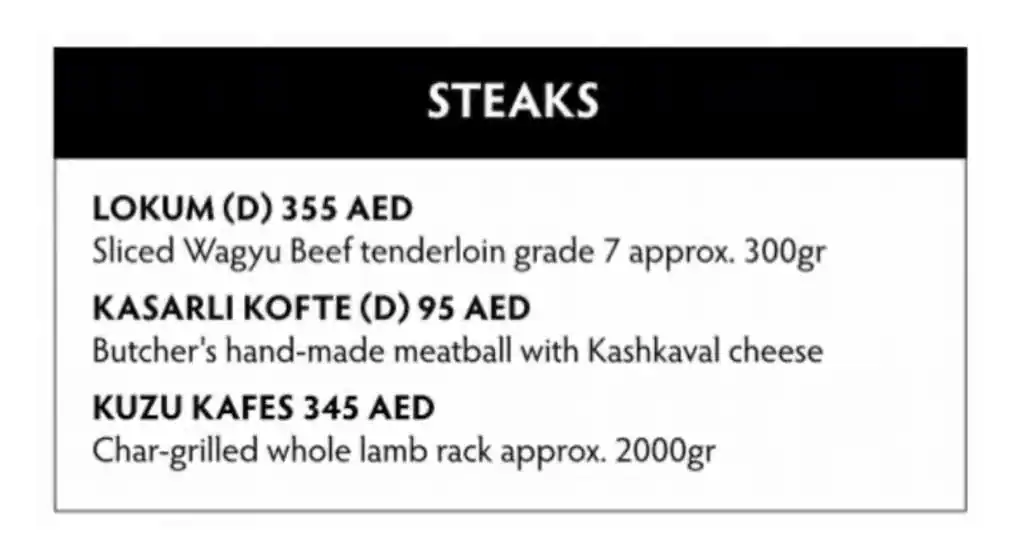 Kaftan Turkish Gourmet Menu in La Mer, Jumeirah 1, Dubai 