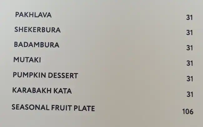 Baku Café Menu in CITY WALK, Al Safa, Dubai 