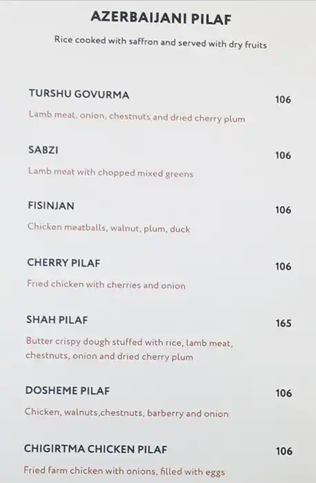 Baku Café Menu in CITY WALK, Al Safa, Dubai 