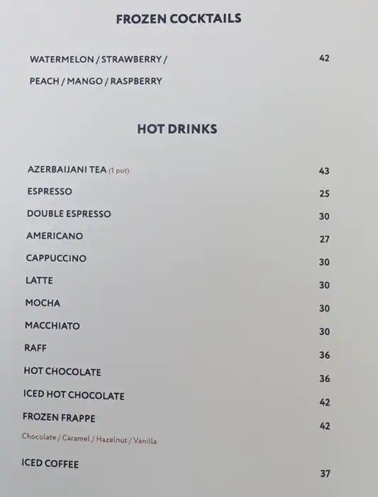 Baku Café Menu in CITY WALK, Al Safa, Dubai 