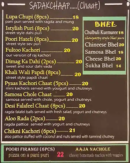 The Mumbai Gully & Kulfiholic Menu 