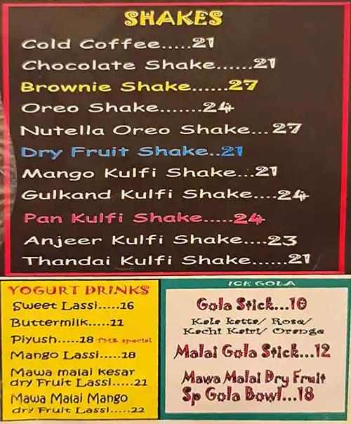 The Mumbai Gully & Kulfiholic Menu 