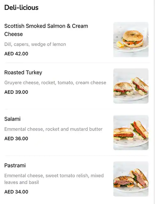 Bagel Yard Menu in Al Safa, Dubai 