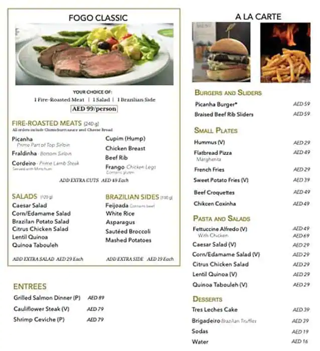 Fogo De Chão Menu in DIFC, Dubai 