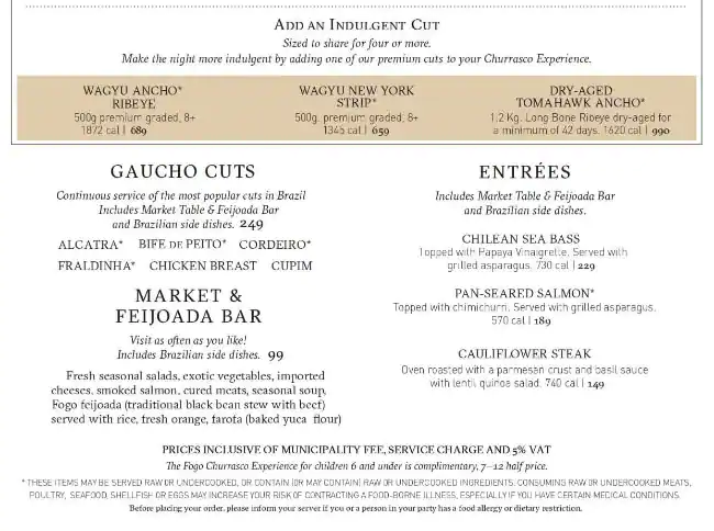 Fogo De Chão Menu in DIFC, Dubai 