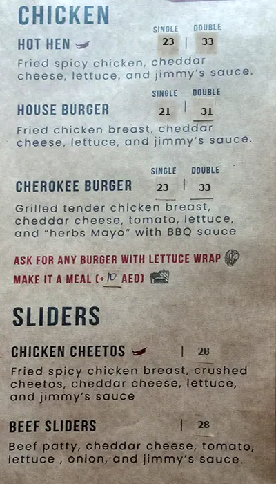 Jimmy's Shack - جيمز شاك Menu in Mirdif, Dubai 