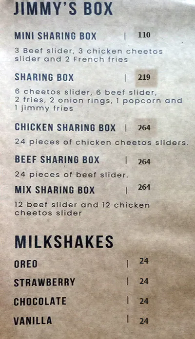 Jimmy's Shack - جيمز شاك Menu in Mirdif, Dubai 