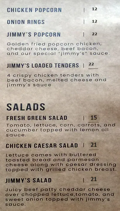 Jimmy's Shack - جيمز شاك Menu in Mirdif, Dubai 