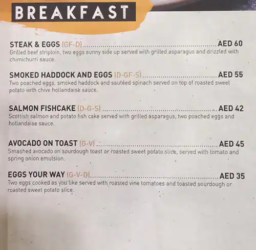 North 28 Menu in Mall of the Emirates, Al Barsha, Dubai 