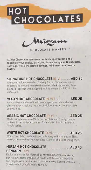 North 28 Menu in Mall of the Emirates, Al Barsha, Dubai 