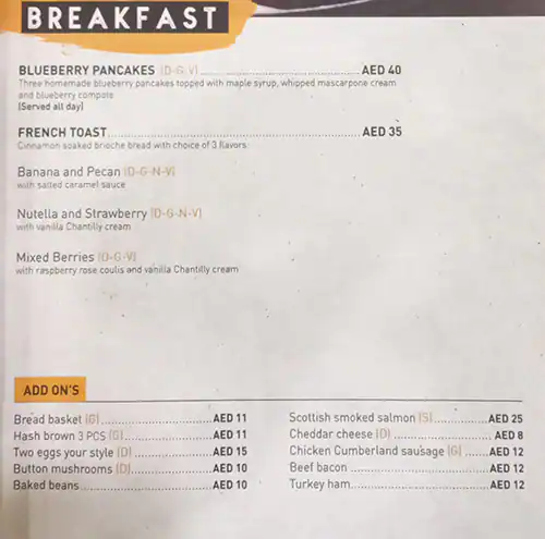 North 28 Menu in Mall of the Emirates, Al Barsha, Dubai 