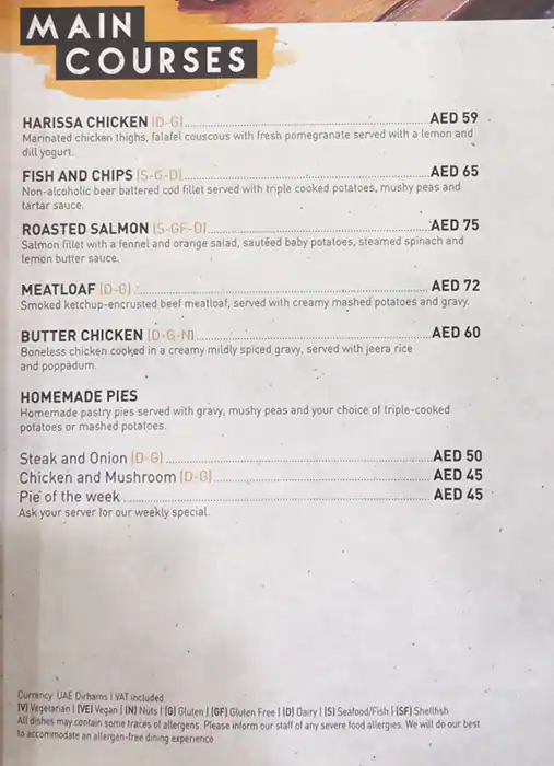 North 28 Menu in Mall of the Emirates, Al Barsha, Dubai 