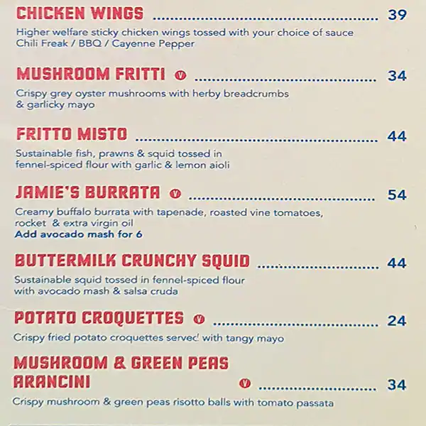 Jamie's Pizzeria by Jamie Oliver - جيمز بيزاريا باي جيمى أوليفر Menu 