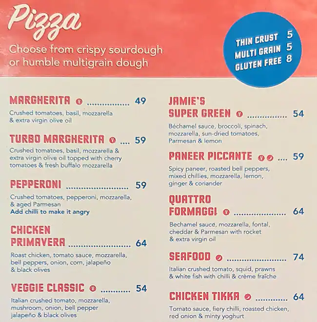 Jamie's Pizzeria by Jamie Oliver - جيمز بيزاريا باي جيمى أوليفر Menu 