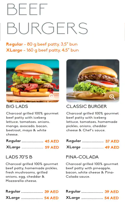 Lads Burger - لادز برغر Menu in Umm Suqeim, Dubai 
