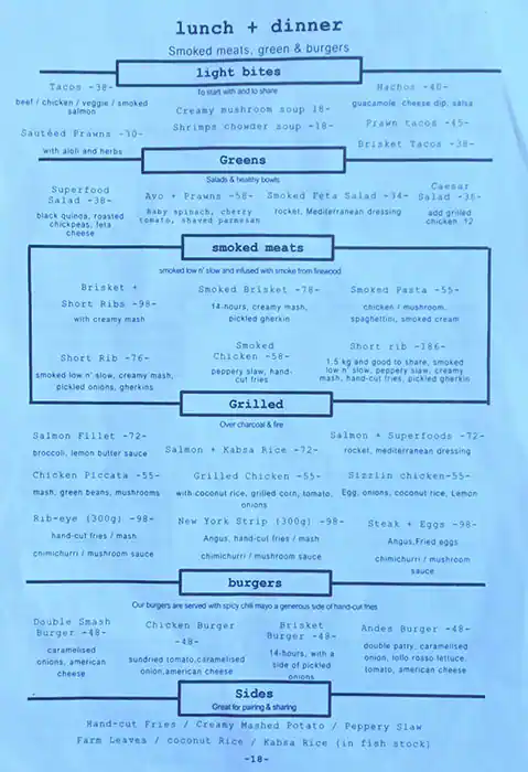 Andes Restaurant Menu in Trade Centre Area, Dubai 