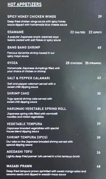 Yūgō Sushi - يوغو سوشي Menu in The Greens, Dubai 