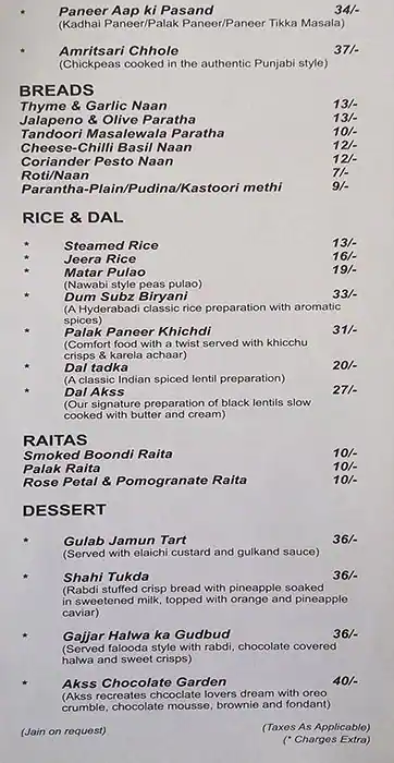 Akss - India Reimagined Menu in Al Karama, Dubai 