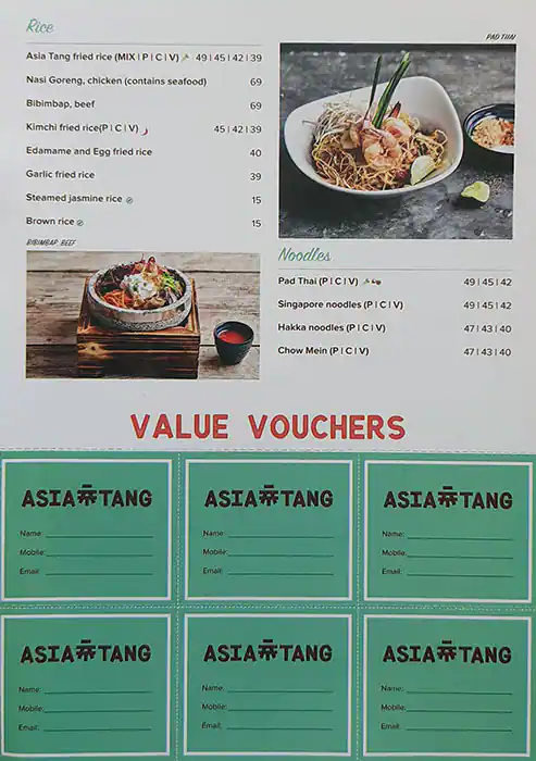 Asia Tang - آسيا تانغ Menu in Emirates Hills, Dubai 