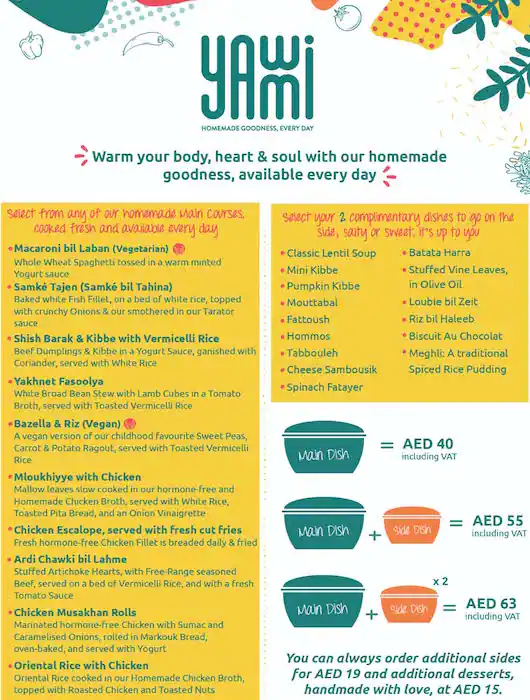 Yawmi – Healthy Lebanese Meals Menu 