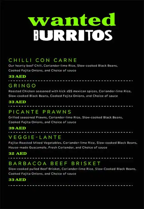 Vigilante Mexican Kitchen – Tacos Menu in New Dubai 