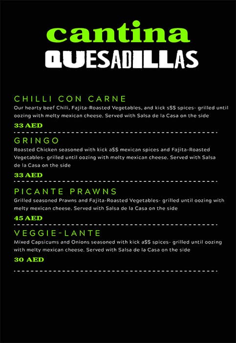 Vigilante Mexican Kitchen – Tacos Menu in New Dubai 