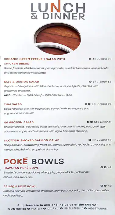 Q6 Bistro Menu in Dubai Media City, Dubai 