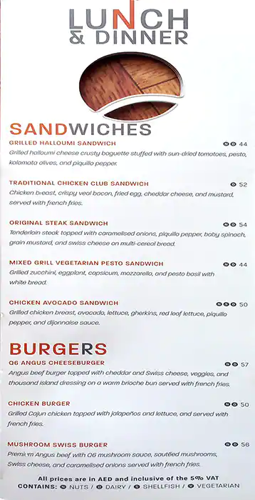 Q6 Bistro Menu in Dubai Media City, Dubai 