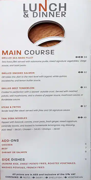 Q6 Bistro Menu in Dubai Media City, Dubai 