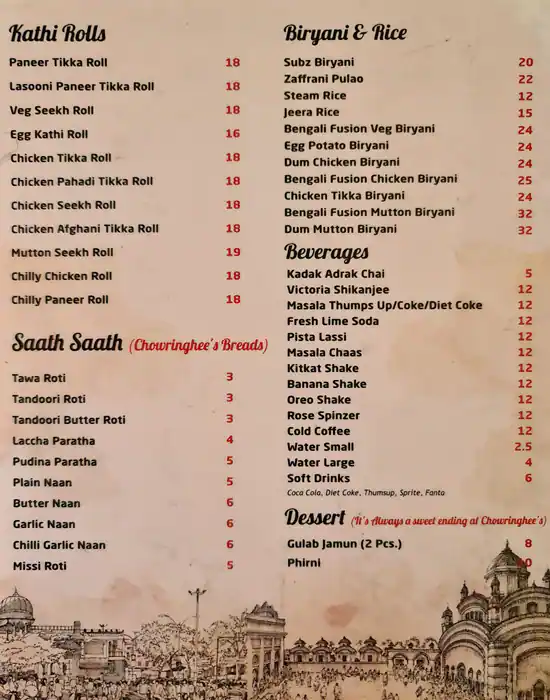 Chowringhee's - شورينجيز Menu in Al Karama, Dubai 