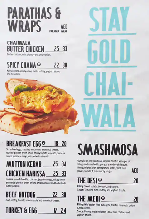 Project Chaiwala Menu in Alserkal Avenue, Al Qouz, Dubai 