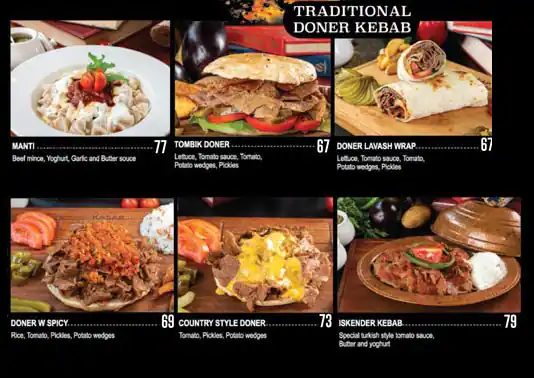 The Qasab Turkish Cuisine Menu 