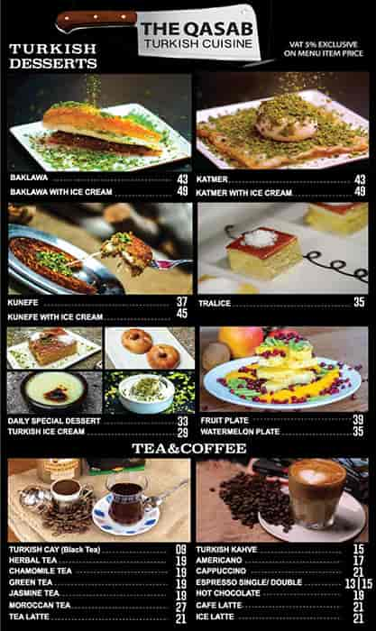 The Qasab Turkish Cuisine Menu 