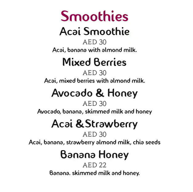 Acai Nation Menu in Bur Dubai 